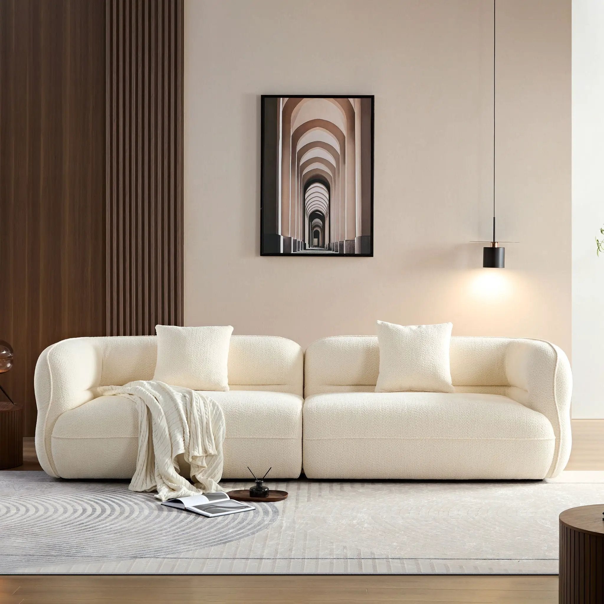 Sectional Sofa With Durable Fabric, Solid Wood Frame, And High Density Sponge Fill by Unique Piece Furniture