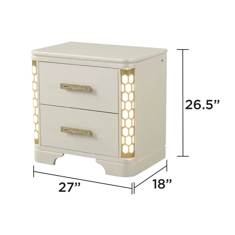 Jasmine - Nightstand With Side LED Lightning - Beige by HouseOfZazla
