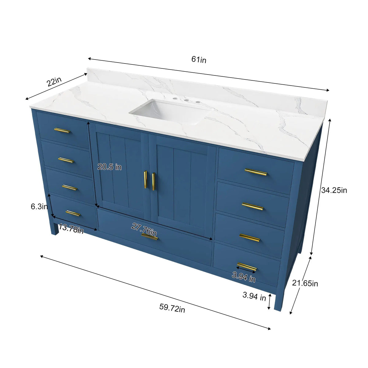 60" Modern Solid Wood Bathroom Vanity with Sink, photo 6 of 10