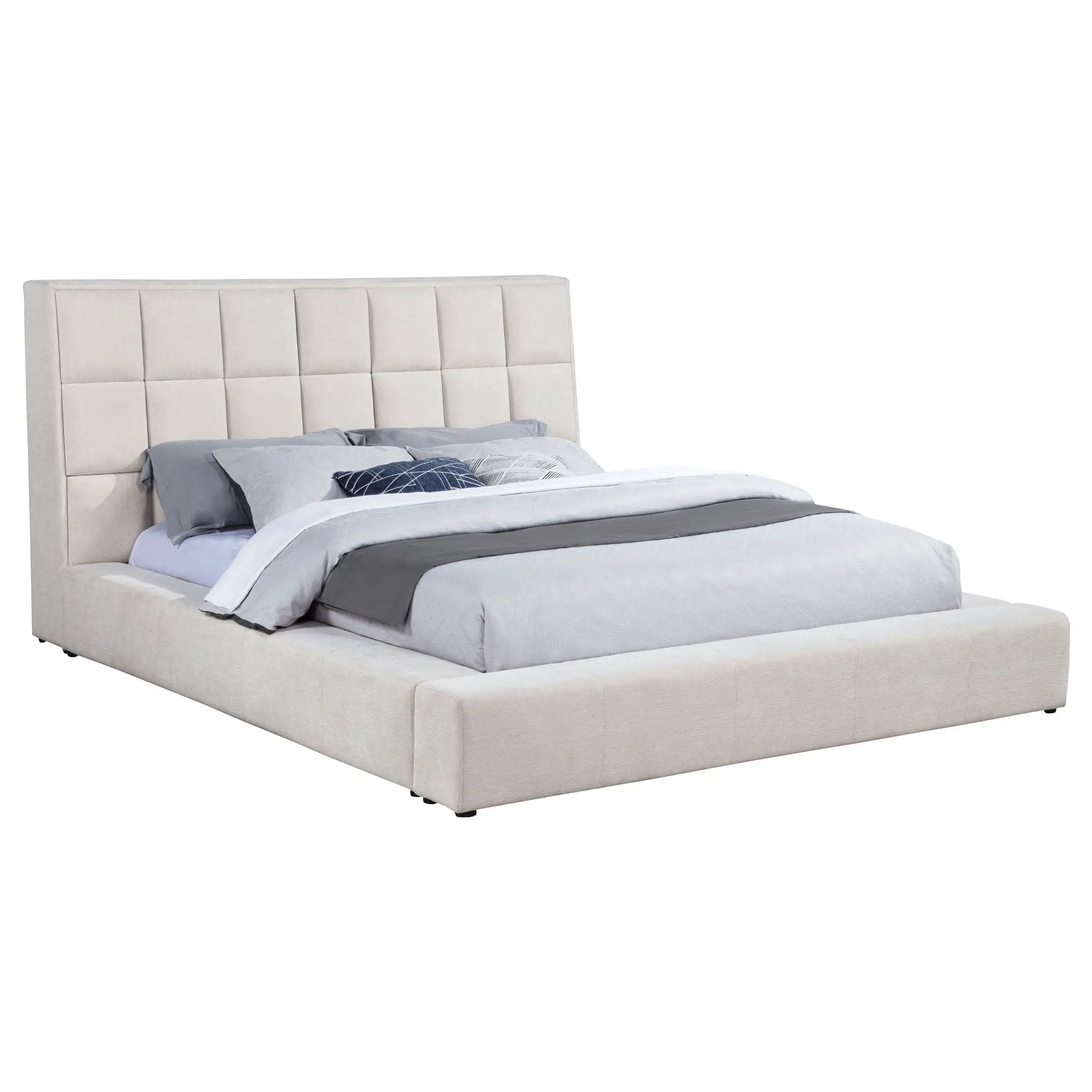 Dreux Upholstered Queen Panel Platform Bed Cream by Unique Piece Furniture