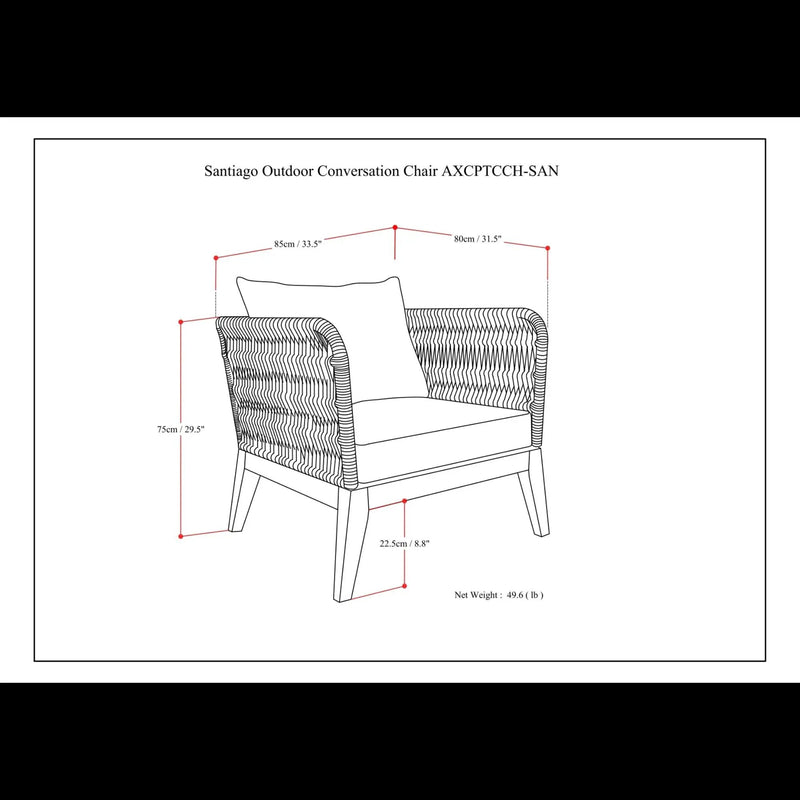 Santiago - Outdoor Conversation Chair - Slate Gray by Unique Piece Furniture
