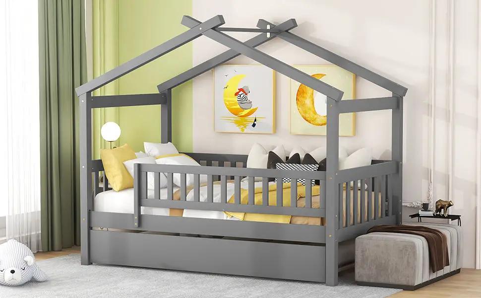 Creativity House Bed With Twin Size Trundle by HouseOfZazla
