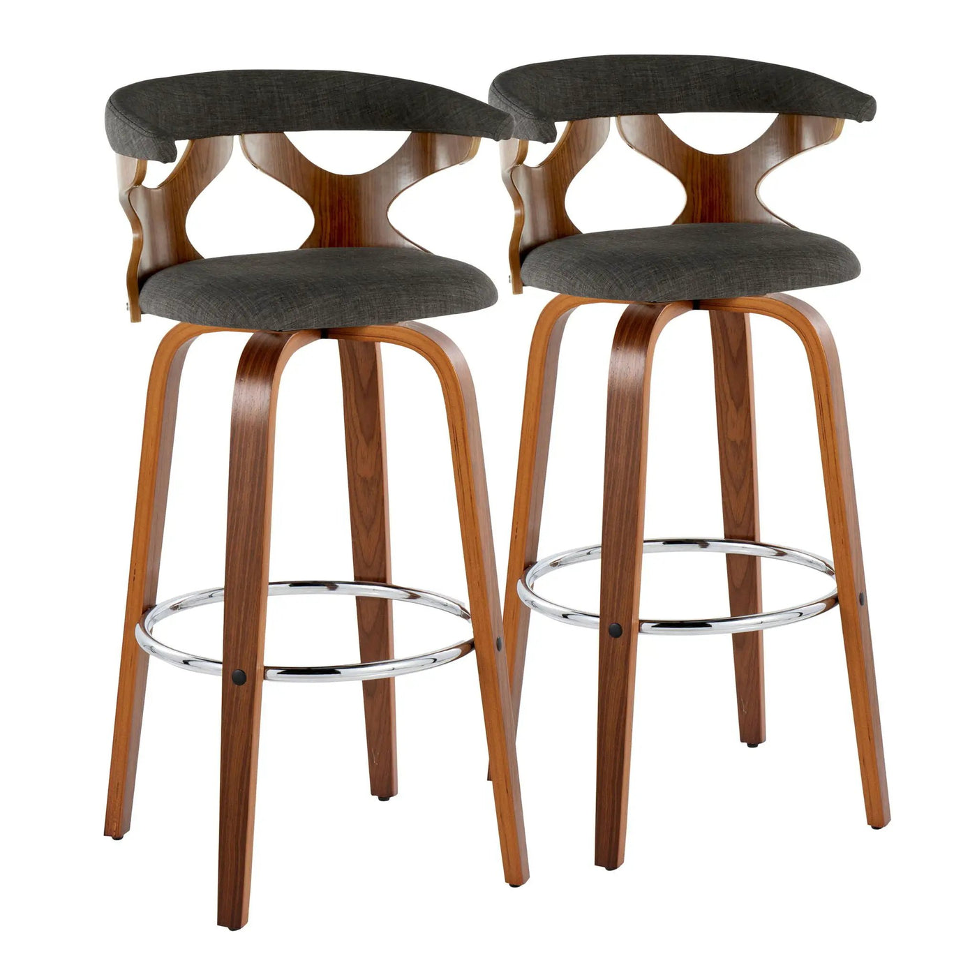Gardenia - Mid Century Modern Fixed Height Barstool With Swivel With Round Footrest (Set of 2) by HouseOfZazla