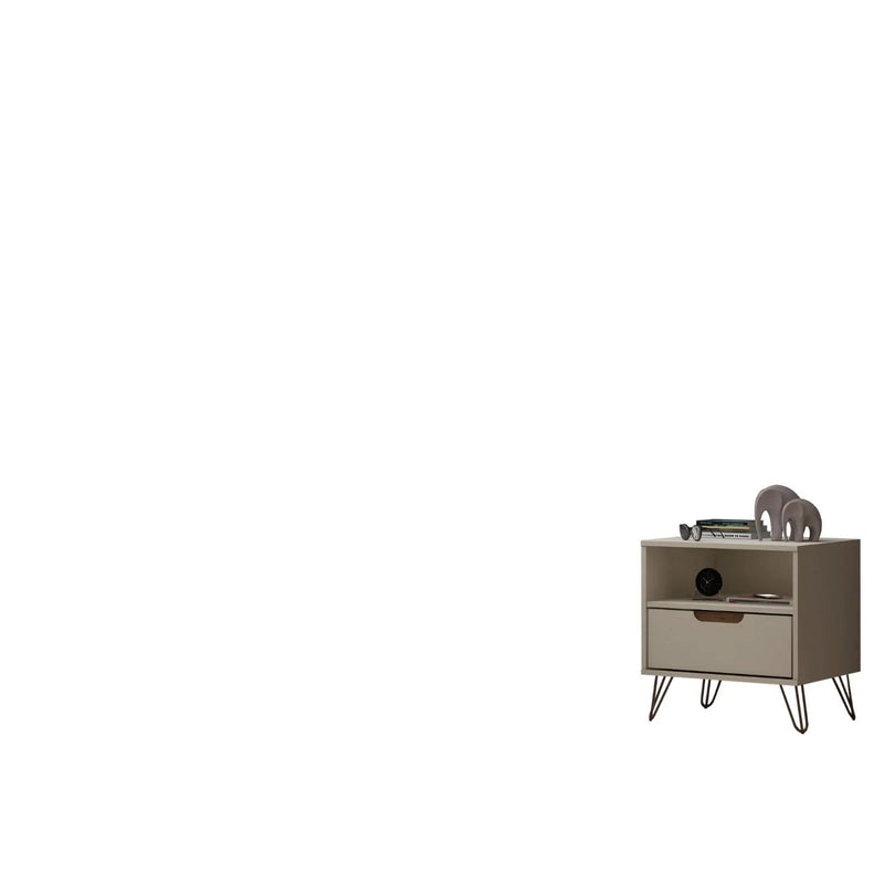 Rockefeller - Nightstand With 1 Drawer - Off White by HouseOfZazla