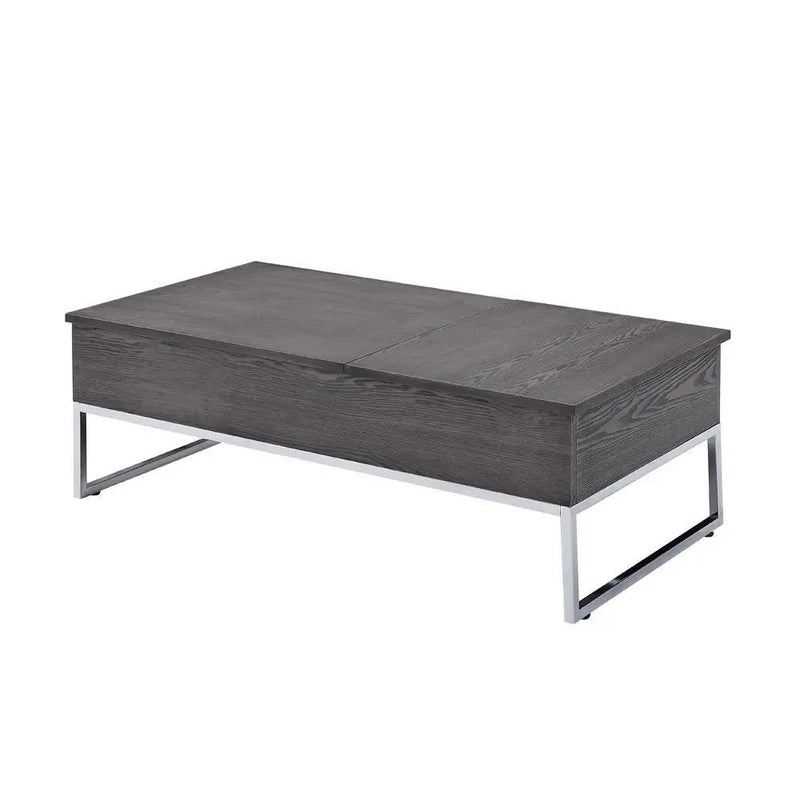 Iban - Coffee Table With Lift Top - Gray Oak & Chrome by Unique Piece Furniture