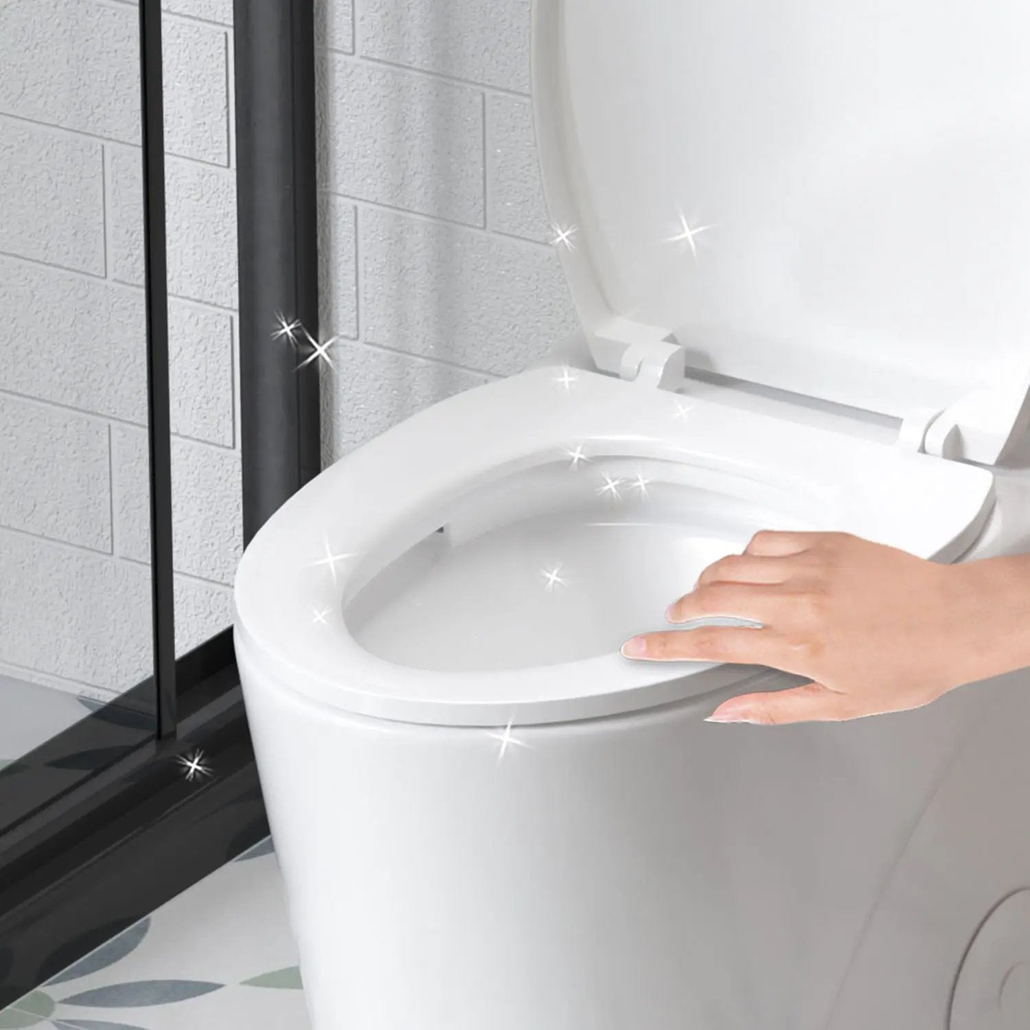 Glossy Tornado Flush 1 Piece Toilet With Dual Flush, Soft Close Seat - Gloss White by HouseOfZazla