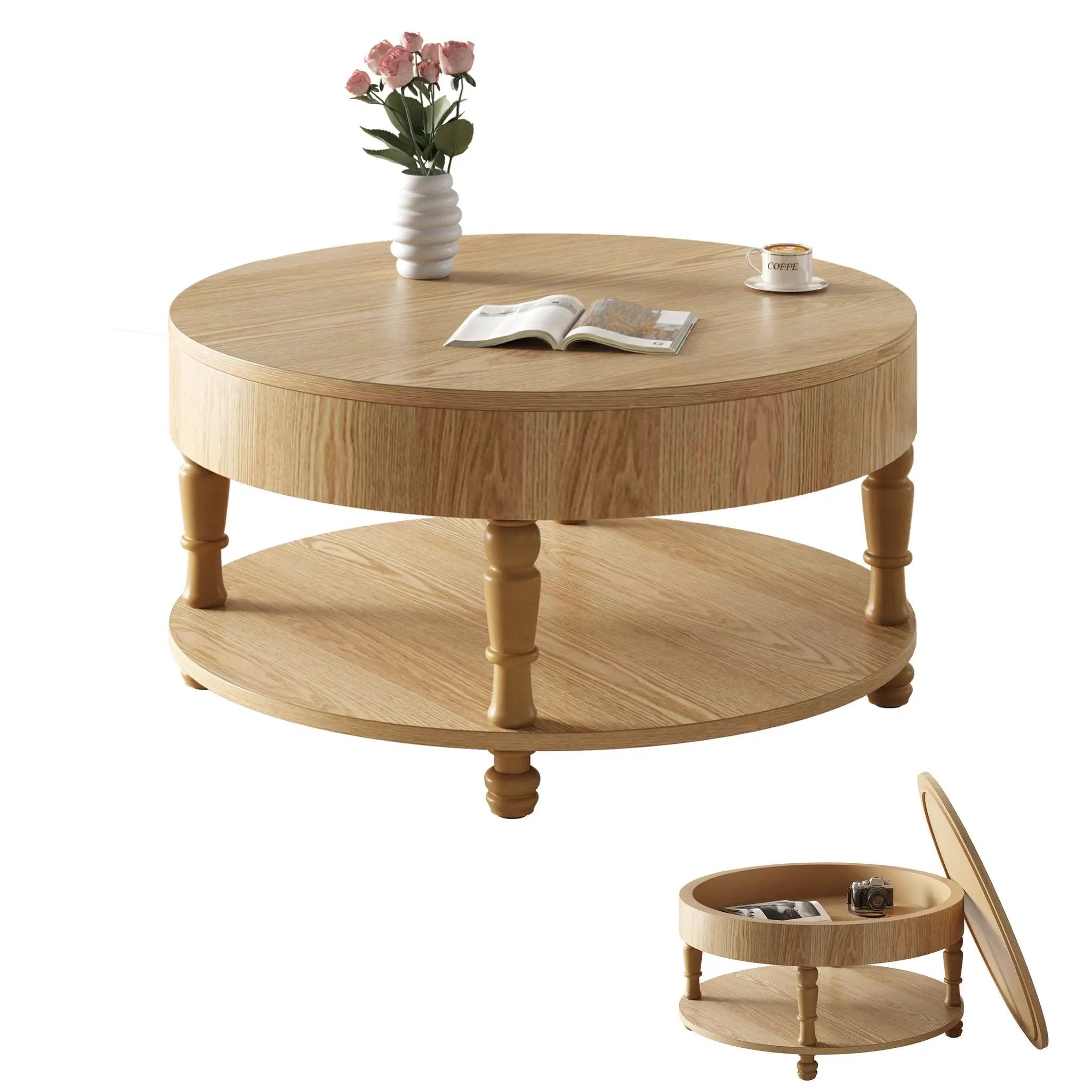 Coffee Table with Dual Storage for Living Room by HouseOfZazla