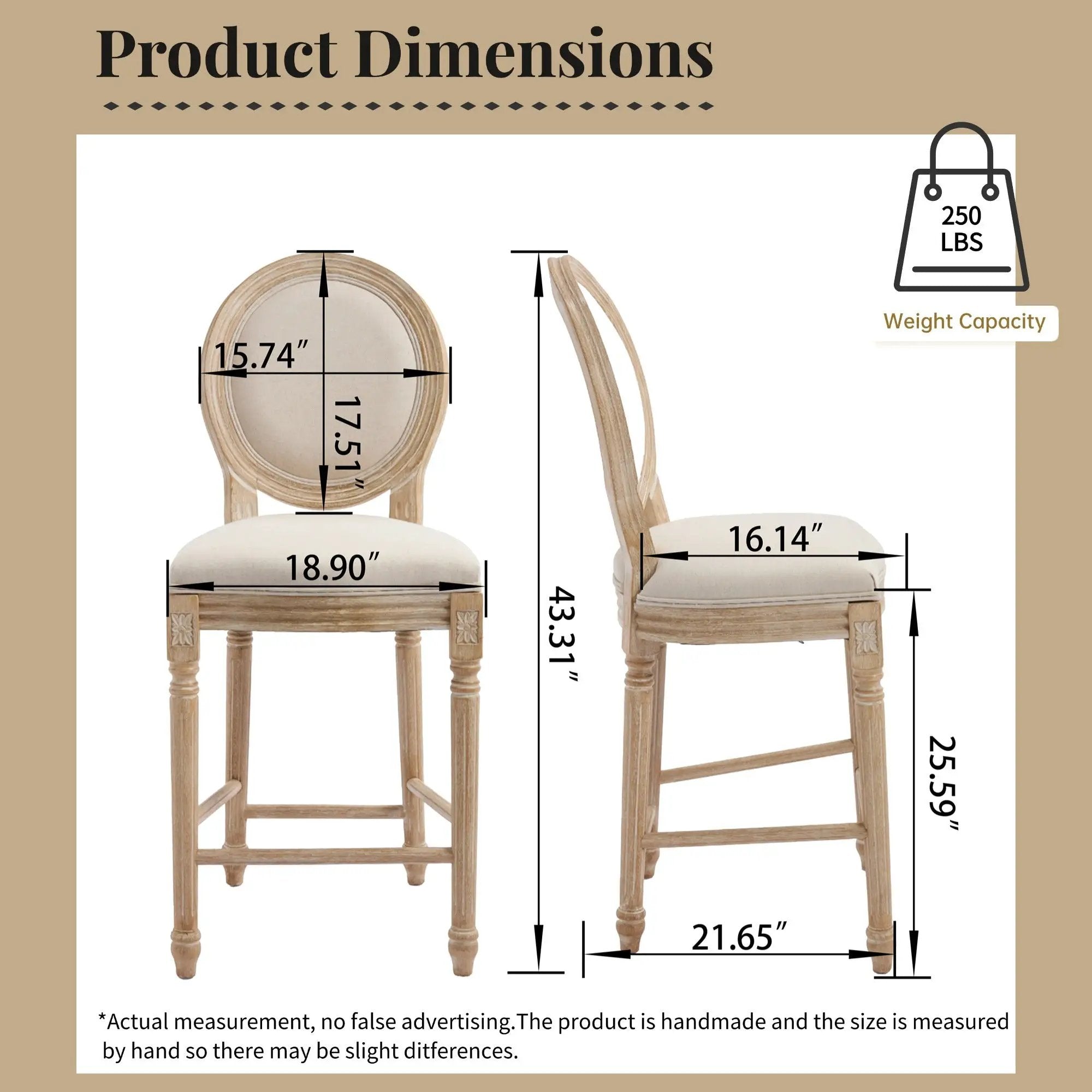French Country 26'' Height Bar Chairs Set of 2 by HouseOfZazla