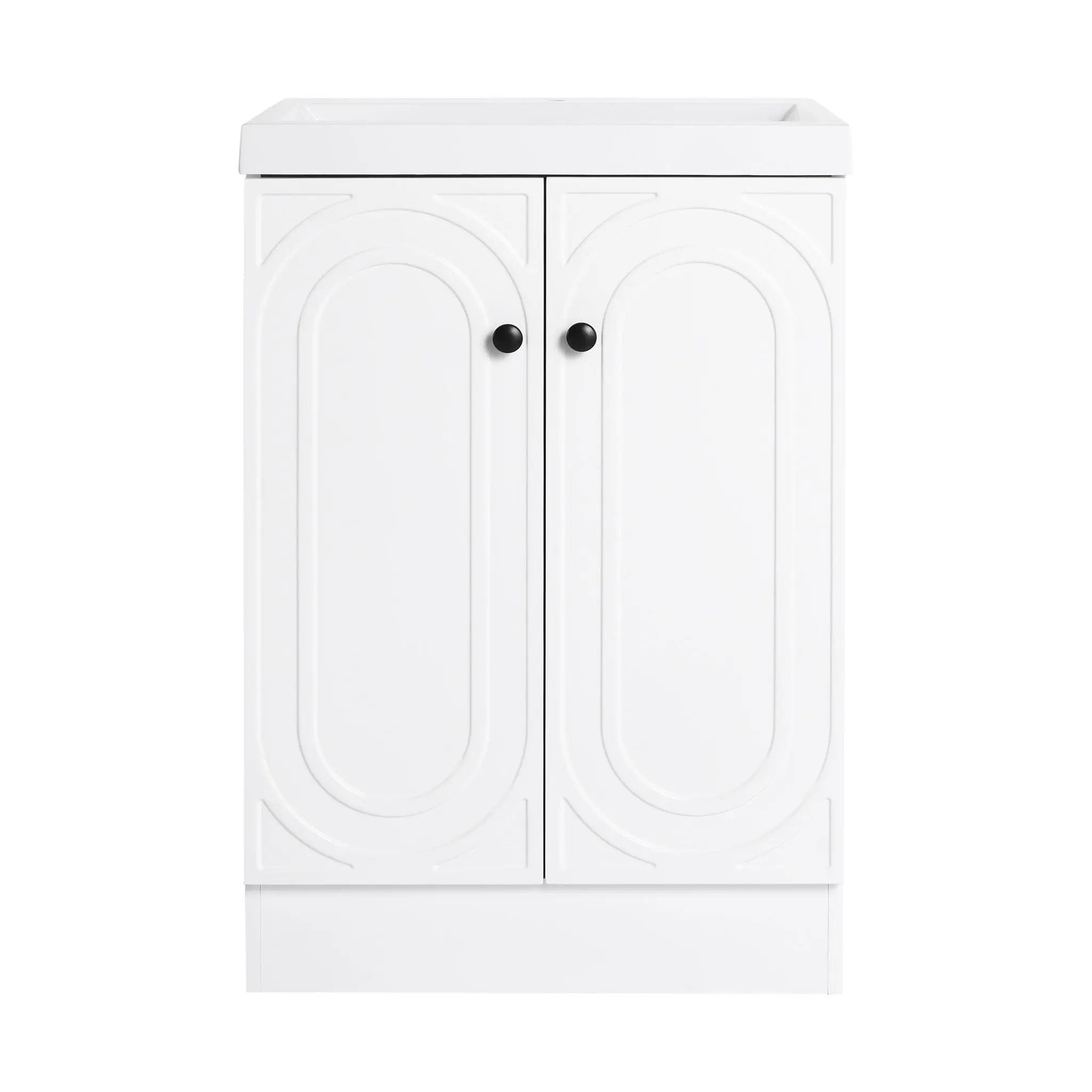 Contemporary Freestanding Bathroom Vanity With Resin Sink & Soft-Close Cabinet Doors by HouseOfZazla