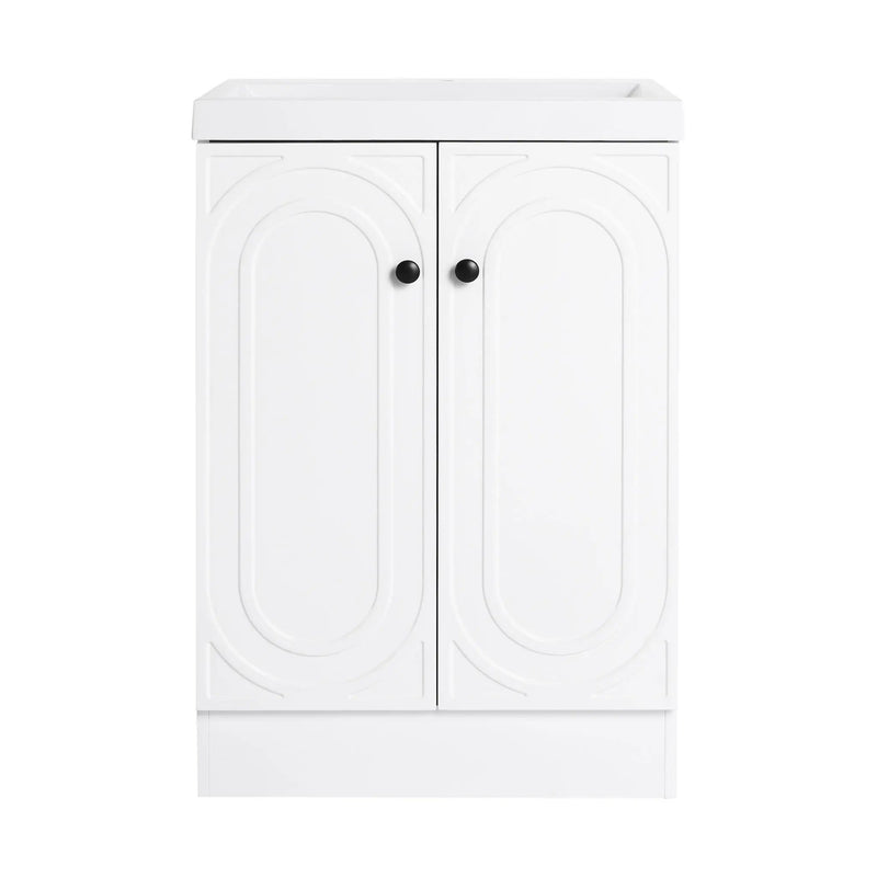 Contemporary Freestanding Bathroom Vanity With Resin Sink & Soft-Close Cabinet Doors by HouseOfZazla