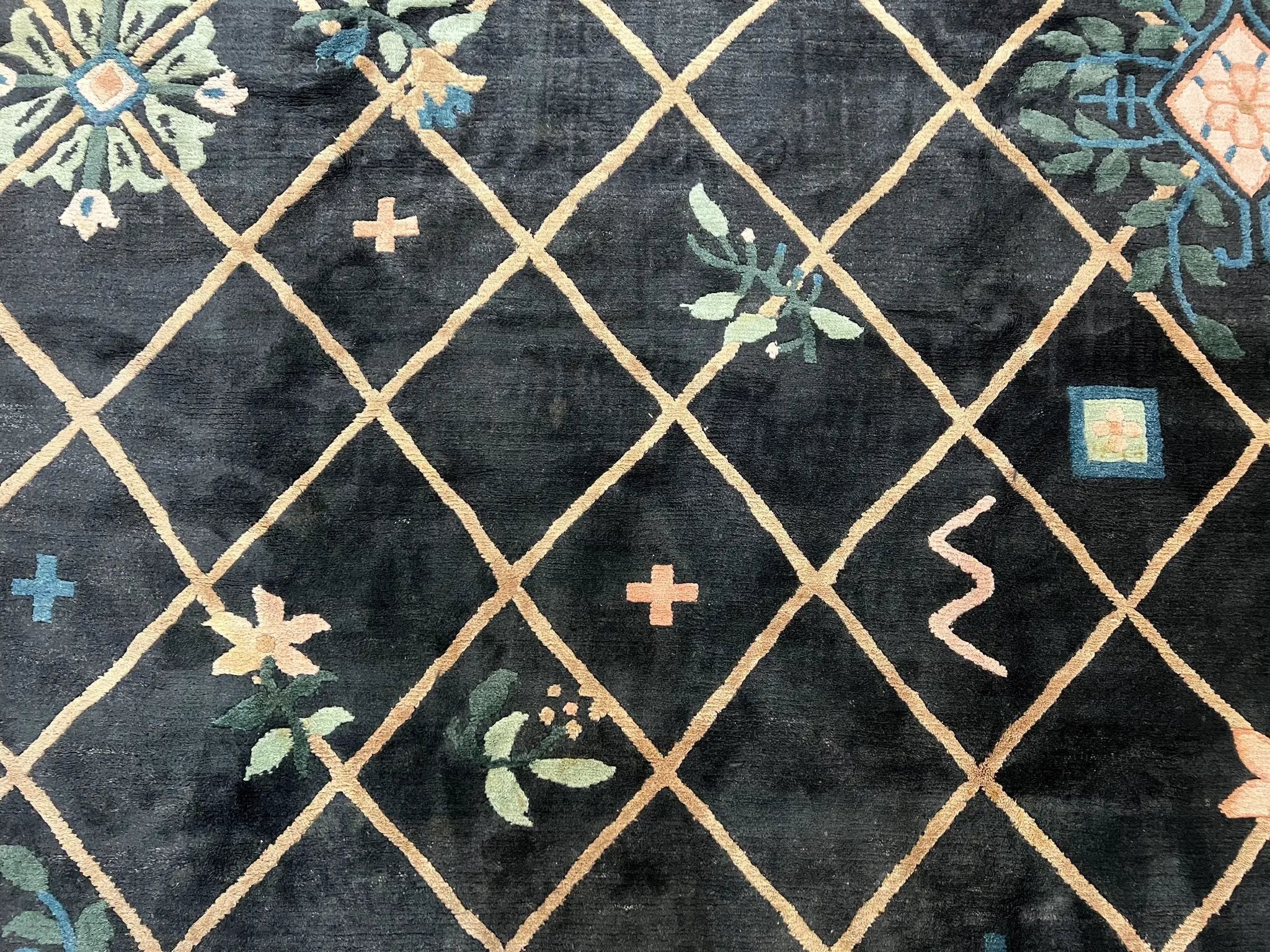 Tibetan Rug 9x12, Hand Knotted Tibet Nepali Contemporary Carpet 9 x 12 ft, Black and Tan, Handmade Area Rug Room Sized, Nepalese Rug by Jewel Rugs