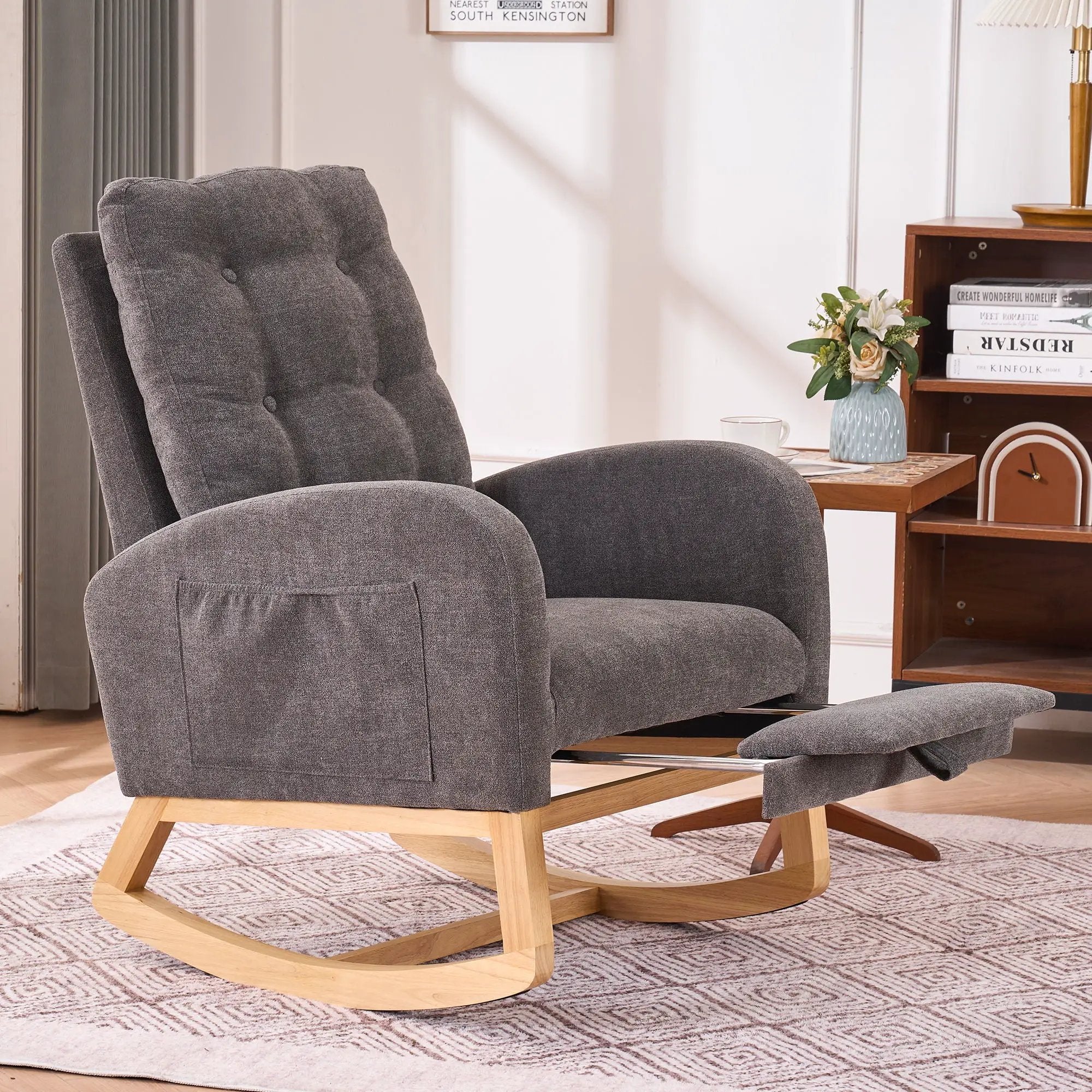 Accent Rocking Chair With Footrest, High Back by Unique Piece Furniture