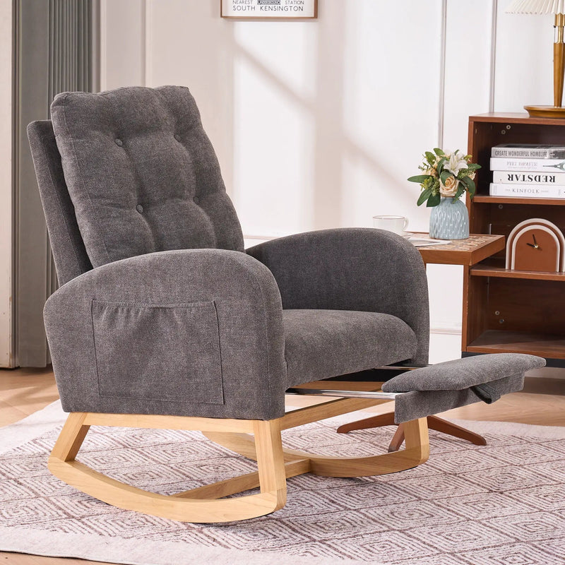 Accent Rocking Chair With Footrest, High Back by HouseOfZazla