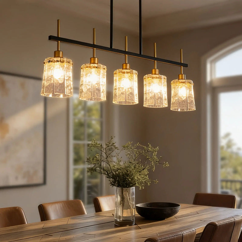 Chandelier 5 Light, Fixture Over Table - Black / Gold by Unique Piece Furniture
