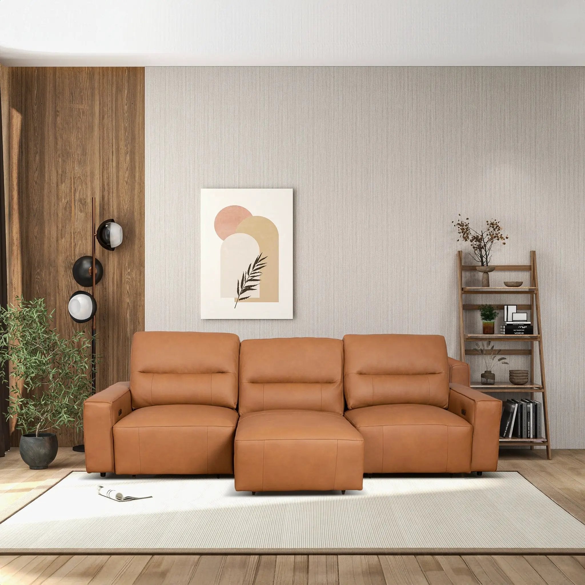 Grant - Triple Power Convertible Sofa - Cognac by HouseOfZazla