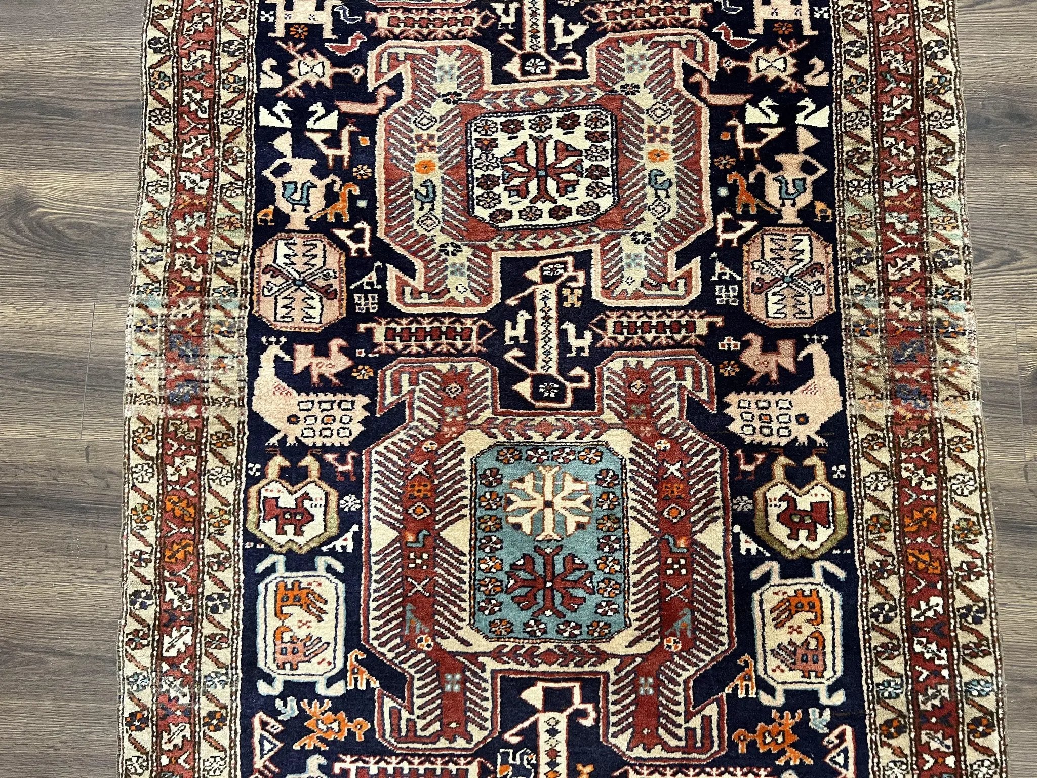 Persian Ardabil Wide Runner Rug 4x10 - Geometric Medallions & Animal Pictorials by Jewel Rugs