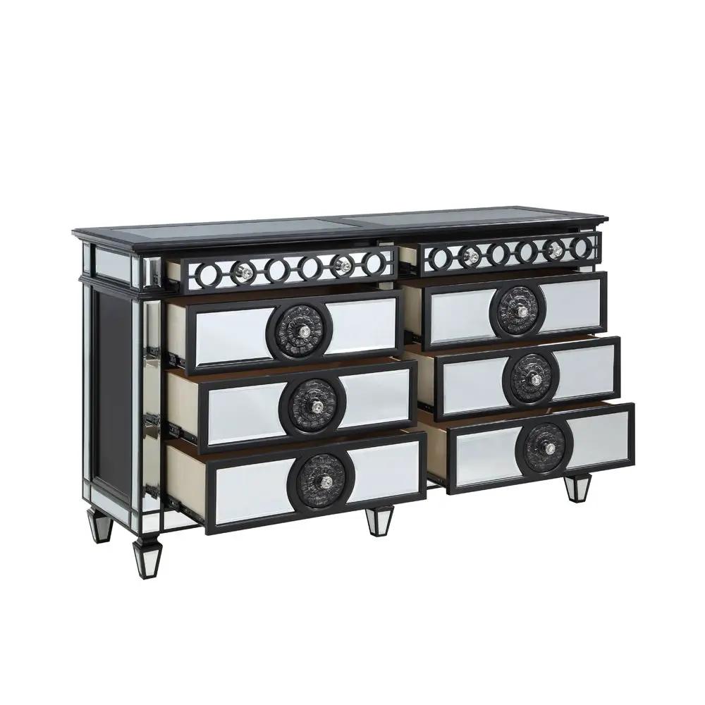 Varian II - Dresser - Mirrored, Black & Sliver by Unique Piece Furniture