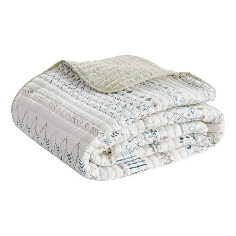 3 Piece Seersucker Quilt Set Taupe Blue King Cal King by HouseOfZazla
