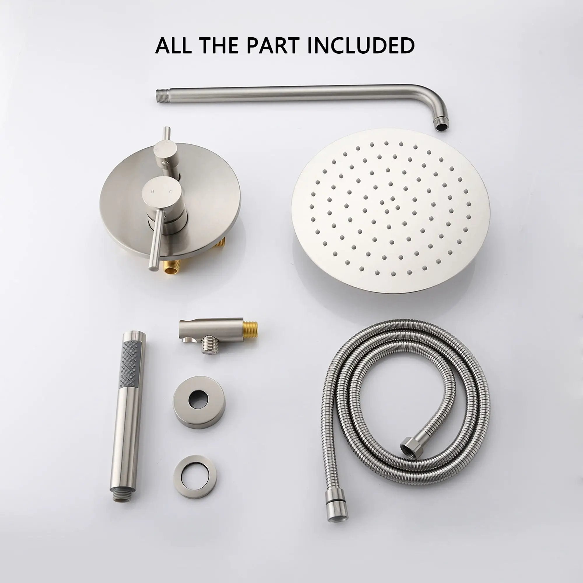 Elegant 10" Round Rain Shower Head And Handheld Set With Adjustable Tilt And Dual Modes by HouseOfZazla