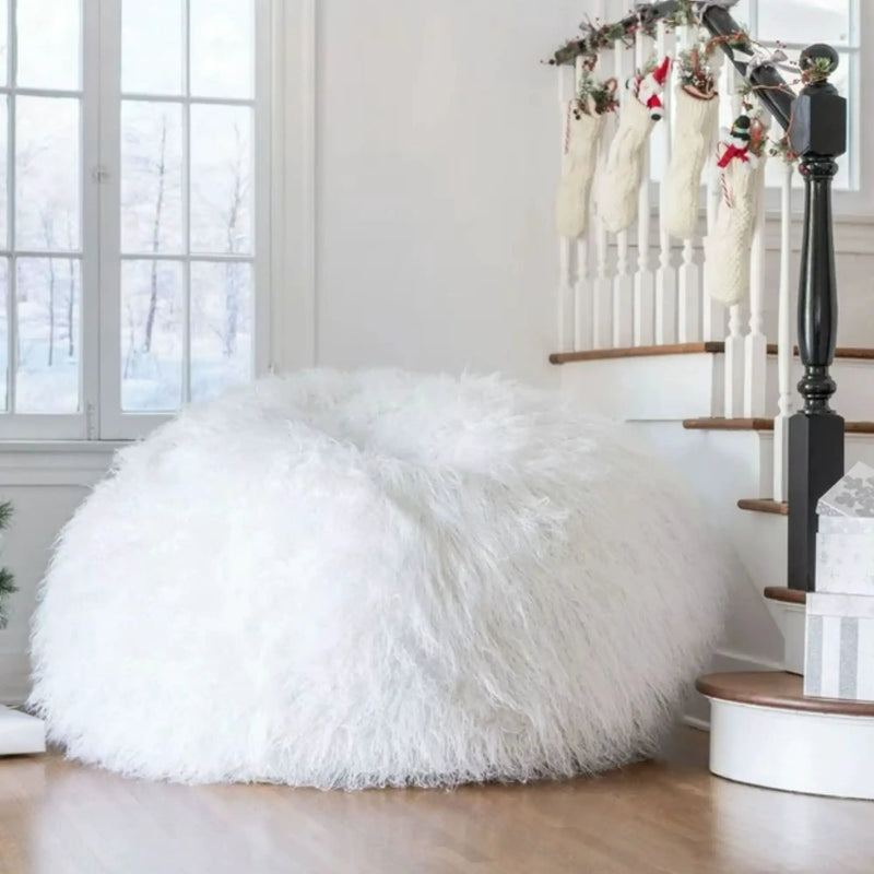 Mahin - Rounded 5 Foot Bean Bag Cozy Modern Design - White by Unique Piece Furniture
