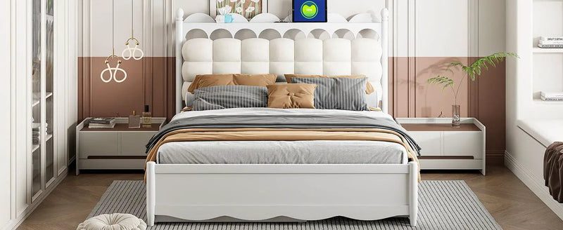 Storage Platform Bed, With 2 Big Drawers, Trundle, One Set Of Sockets & USB Ports by HouseOfZazla