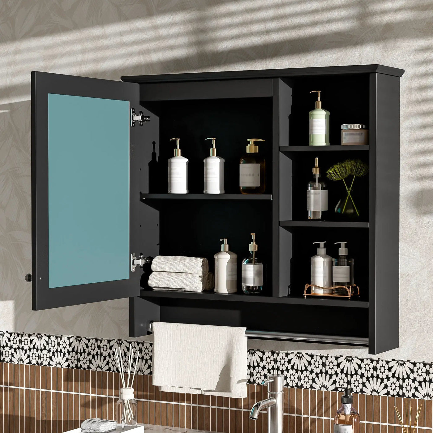Wall Mount 2 In 1 Mirror Cabinet With Adjustable Shelf, Soft-Closing Hinges by Unique Piece Furniture