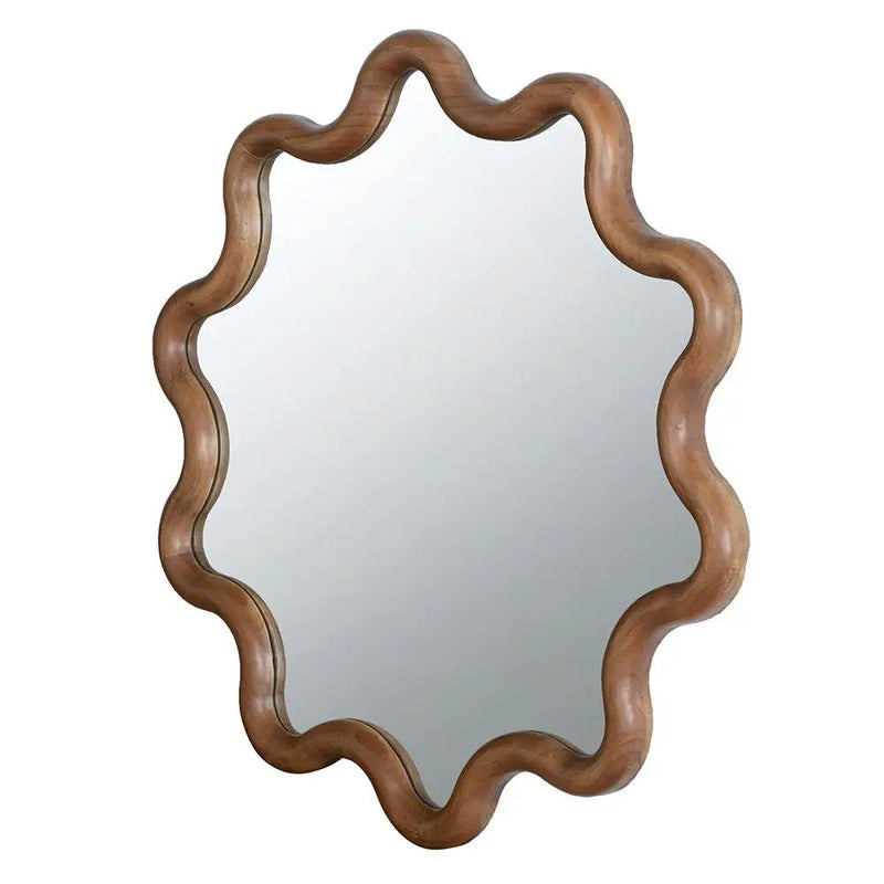 Wooden Accent Mirror With Unique Frame, Wall Mirror For Living Room Bedroom Entryway - Brown by Unique Piece Furniture