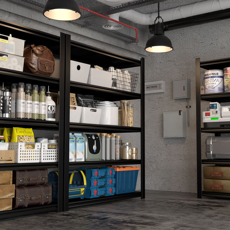 Shelves With 5 Removable Dividers, Durable For Garage - Black by HouseOfZazla