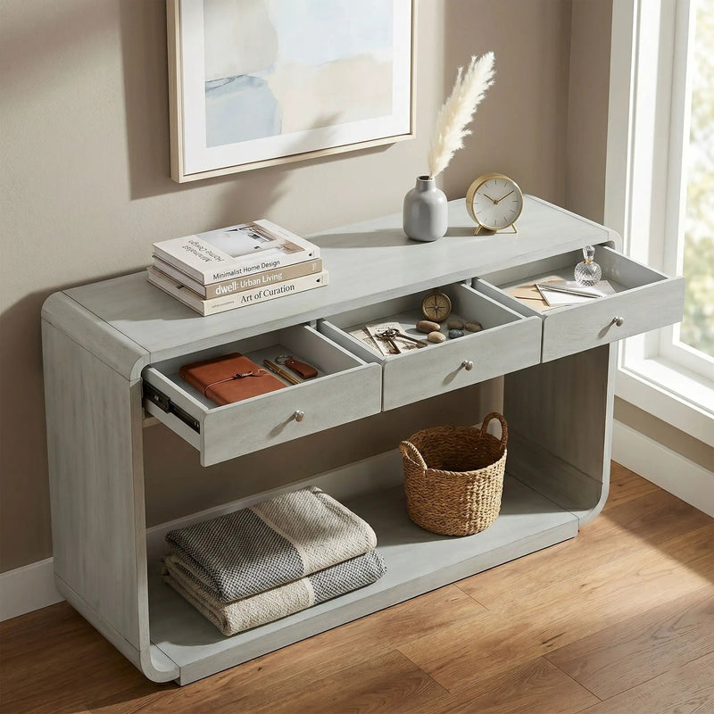 Console Table With 3 Drawers And Display Shelf by HouseOfZazla