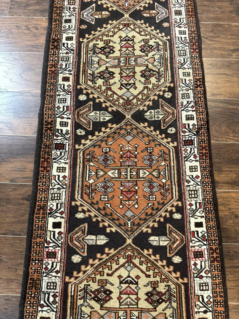 Persian Tribal Runner Rug 2.4 x 9.4, Geometric Medallions, Sarab Runner by Jewel Rugs