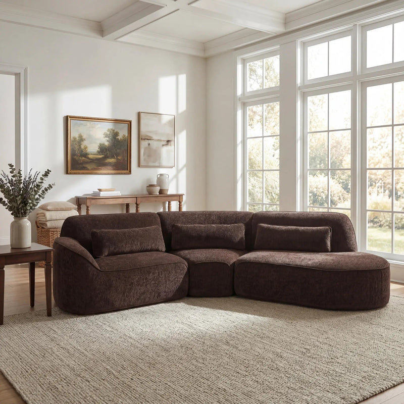 123" Modern Curved Sectional Sofa with Chaise Lounge - 3-Piece Set by HouseOfZazla