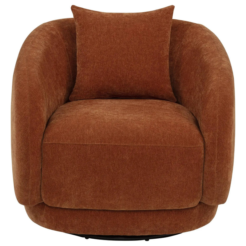 Arnaud Chenille Upholstered Swivel Accent Chair Burnt Orange by Unique Piece Furniture