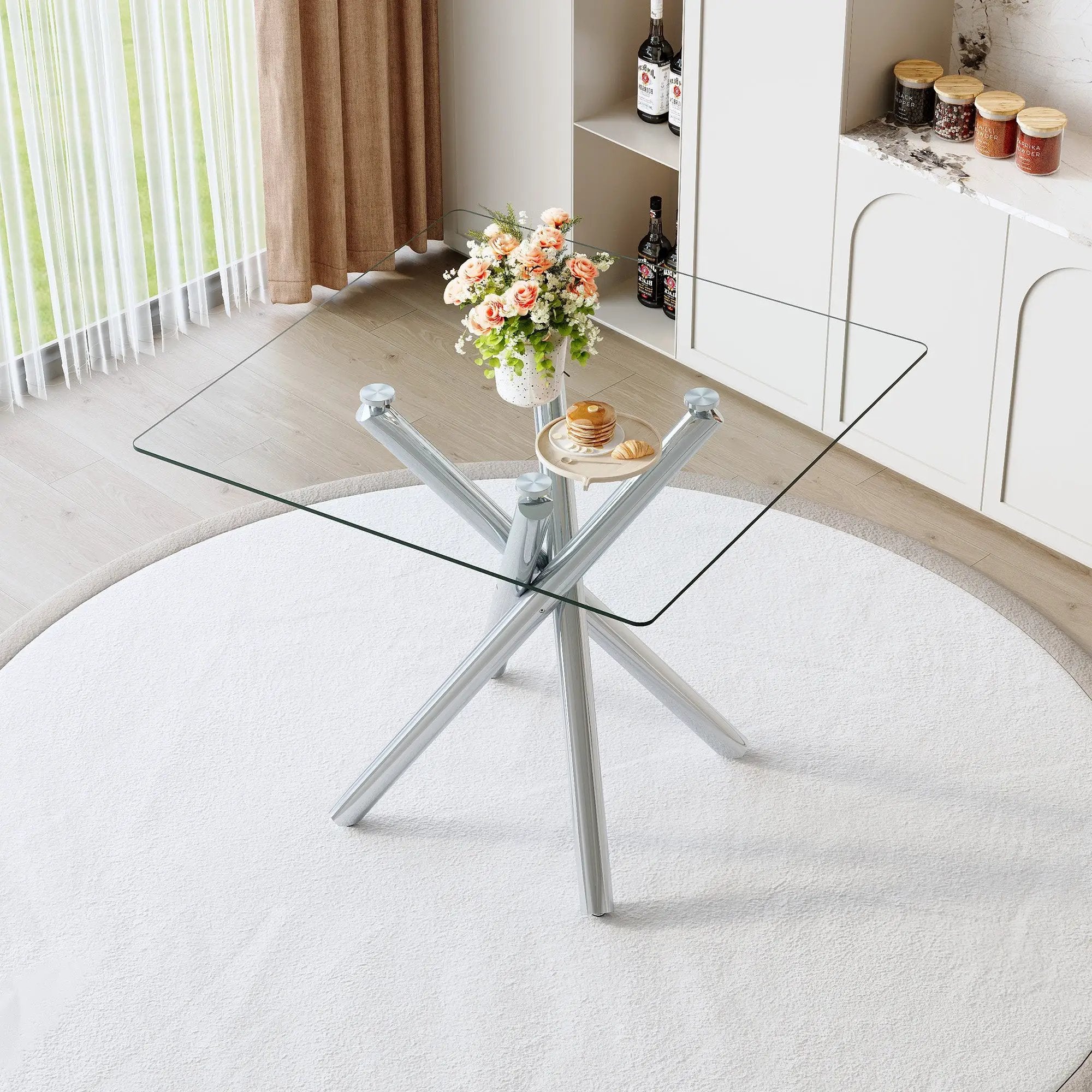 Modern Electroplated Metal Leg Bar Table with Tempered Glass Top by HouseOfZazla