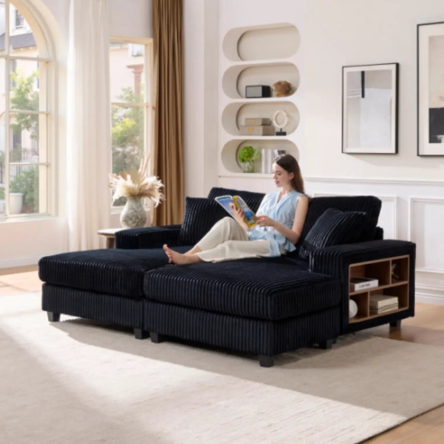 Convertible Sectional Sofa, Sleeper Oversized Living Room Lounge by HouseOfZazla