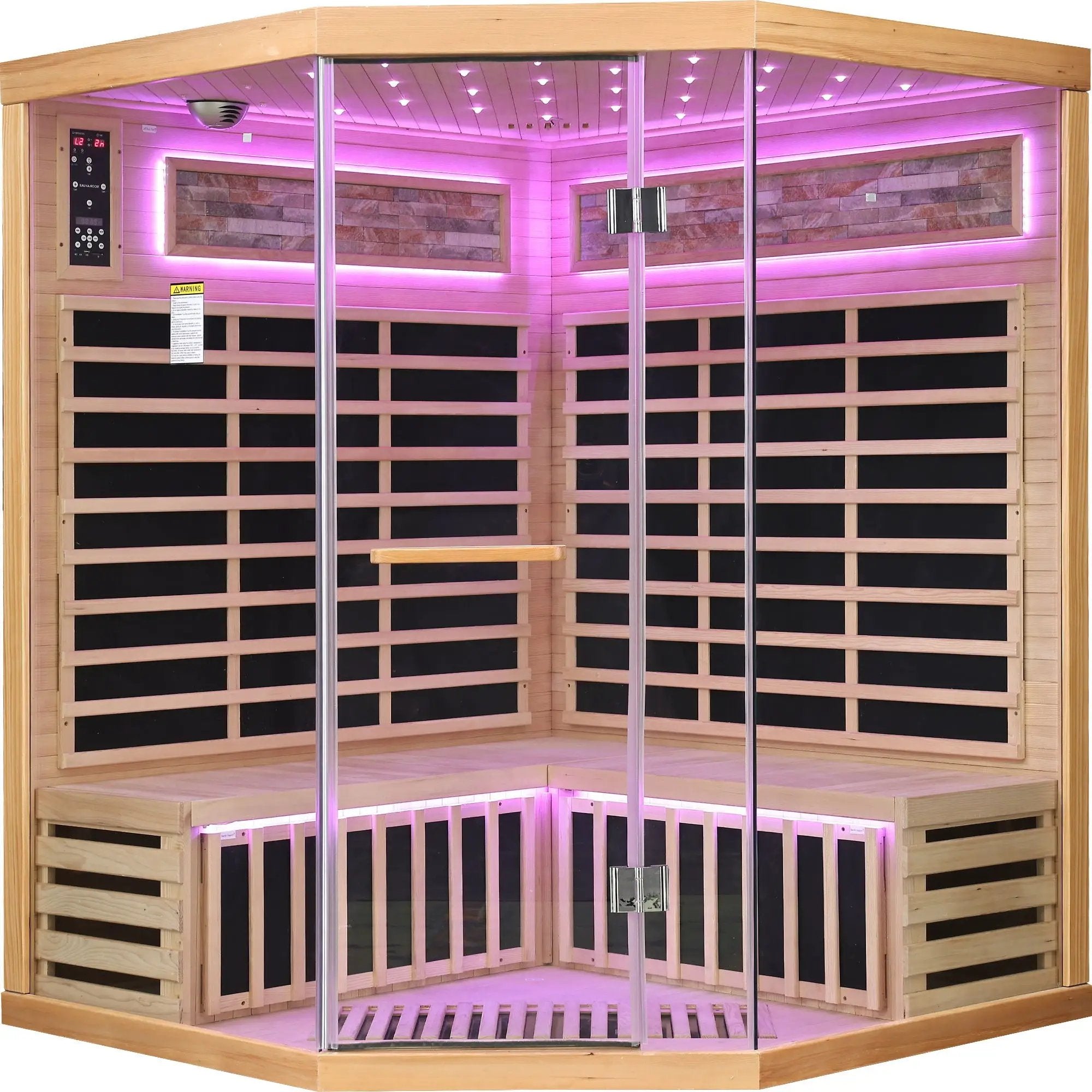 Pentagonal Sauna Room With Carbon Heating Plates - American White Oak by HouseOfZazla