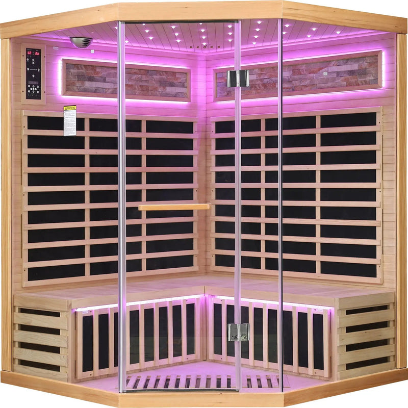 Pentagonal Sauna Room With Carbon Heating Plates - American White Oak by HouseOfZazla