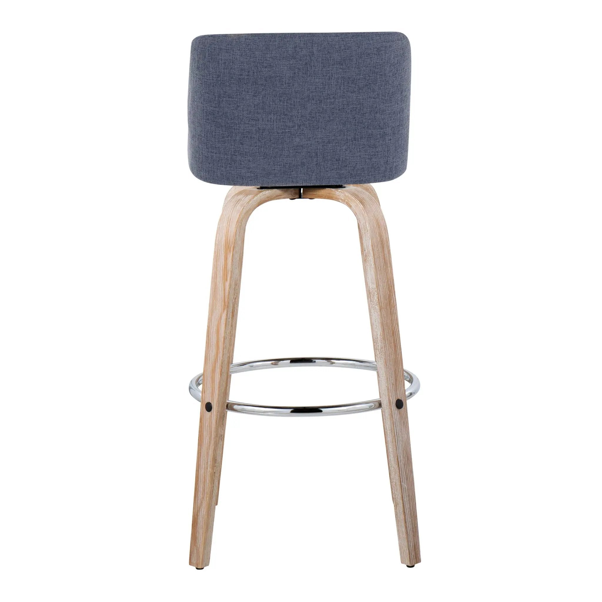 Toriano - Contemporary Fixed Height Barstool With Swivel & Round Footrest (Set of 2) by HouseOfZazla