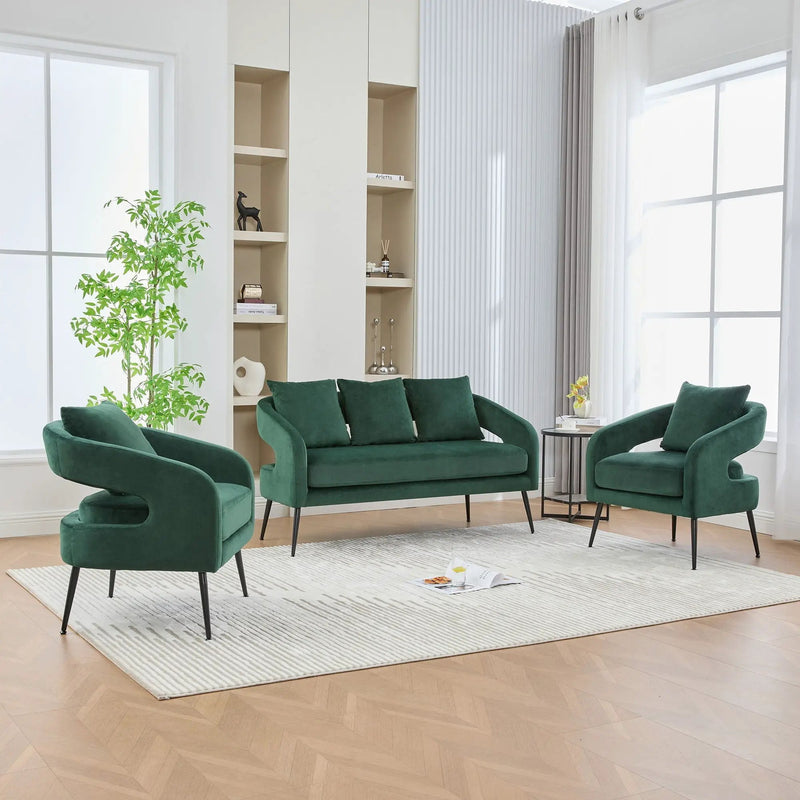 3 Piece Living Room Set, Loveseat & 2 Accent Chairs by HouseOfZazla