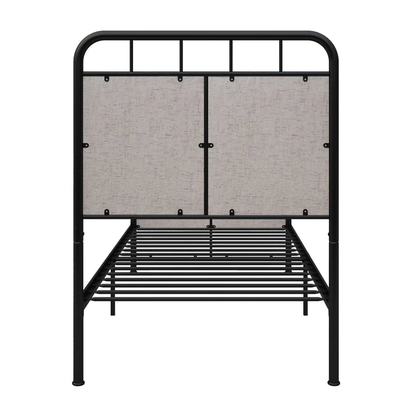 Twin Size Linen Upholstered Platform Metal Bed Frame with Fabric Headboard and Footboard by HouseOfZazla