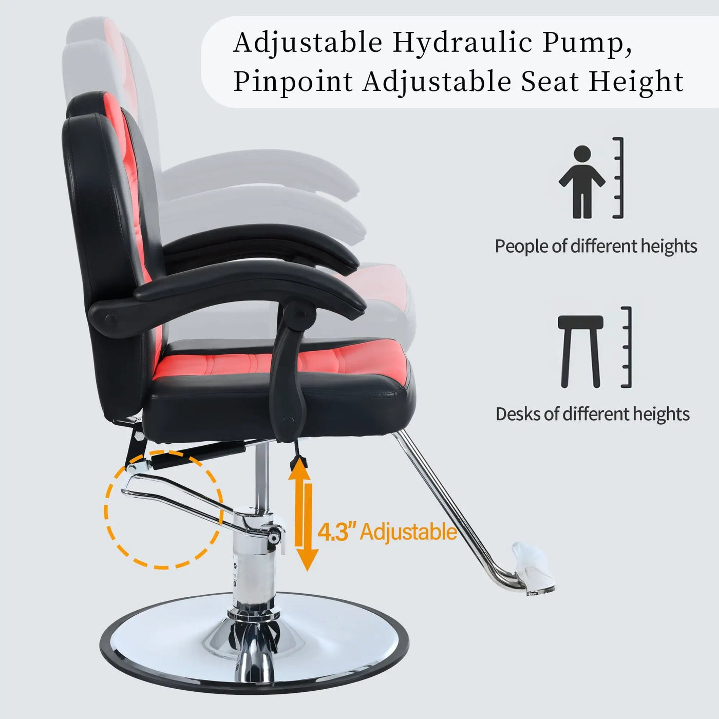 Classic Reclining Barber Chair Salon Chair For Hair Stylist With Heavy Duty Hydraulic Pump, 360° Rotation, Tattoo Chair Shampoo Beauty Salon Equipment, Max Load Weight 330 Lbs by HouseOfZazla