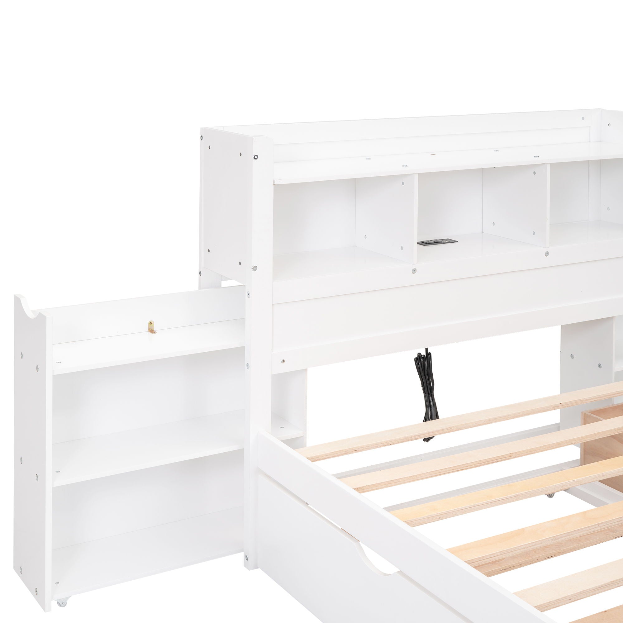 Storage Platform Bed With Pull Out Shelves, Trundle, And 2 Drawers by HouseOfZazla