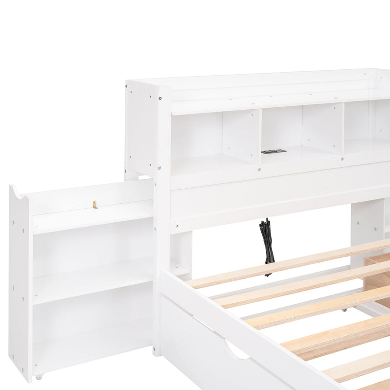 Storage Platform Bed With Pull Out Shelves, Trundle, And 2 Drawers by HouseOfZazla