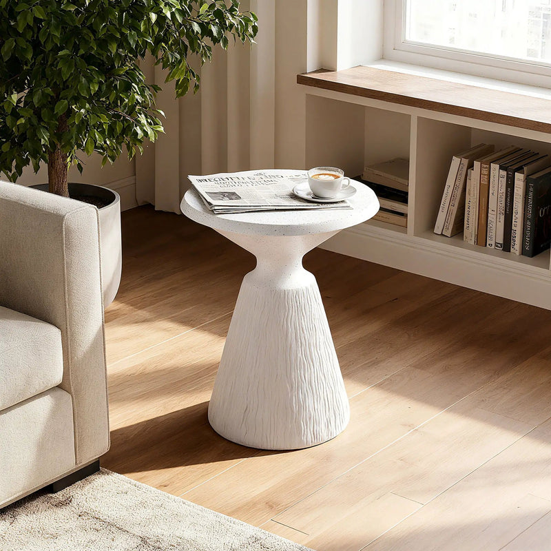 Outdoor End Table, Round Garden Stool - Aqua Gray by Unique Piece Furniture