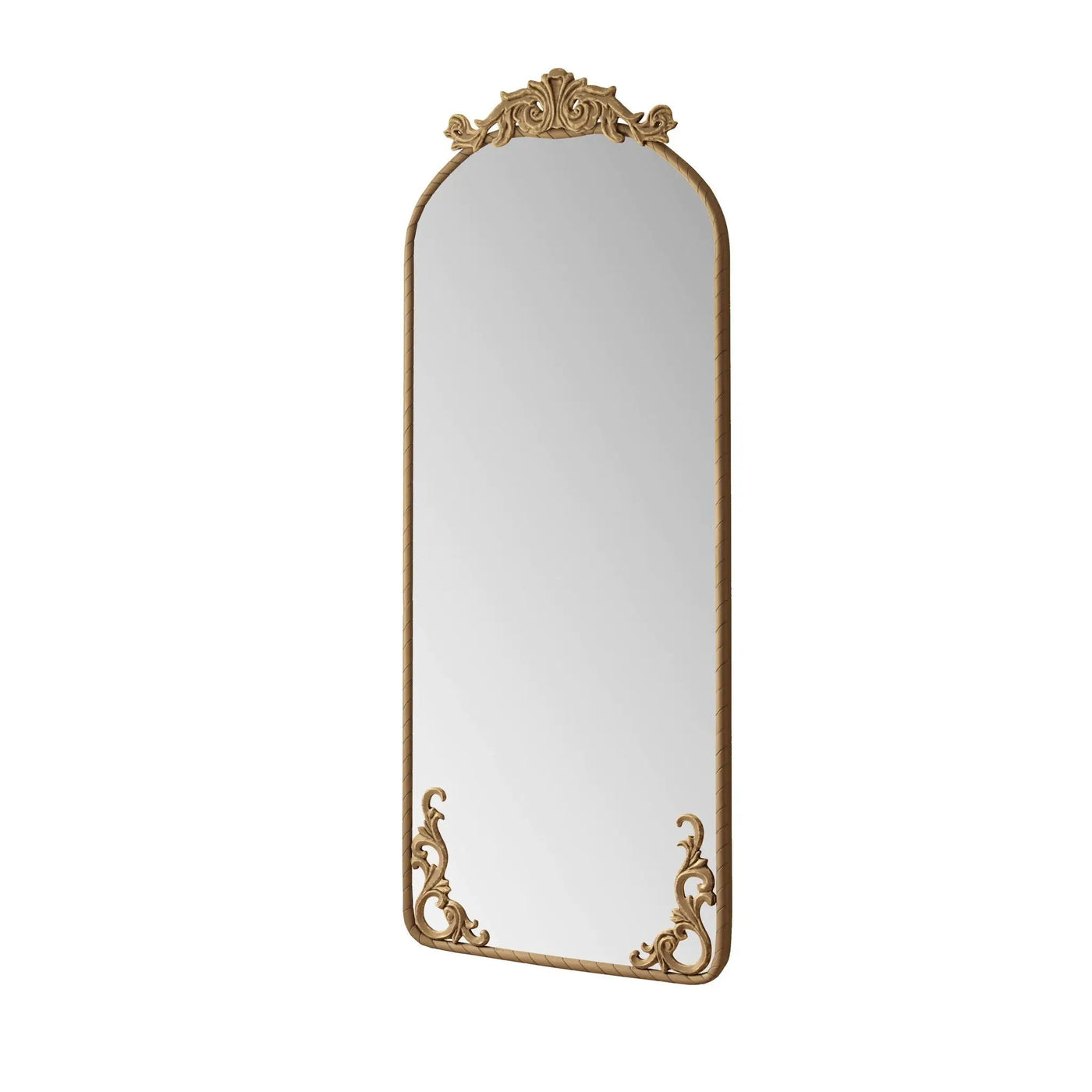 Full Body Arched Mirror With Vintage Carved Applique by Unique Piece Furniture