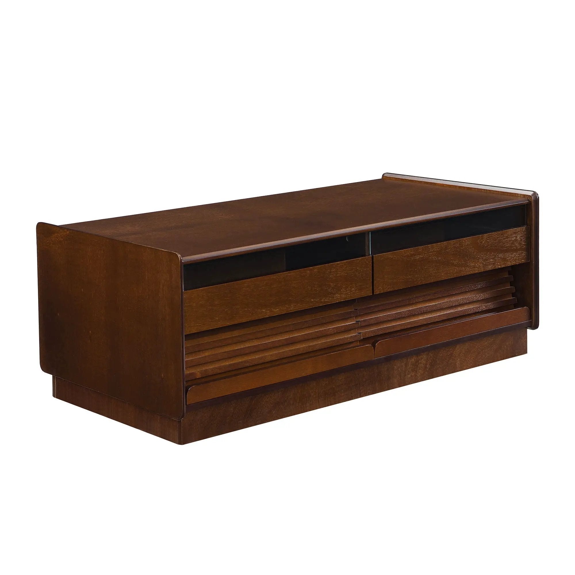Modern Rectangle Coffee Table With 4 Drawers And 2 Display Shelves