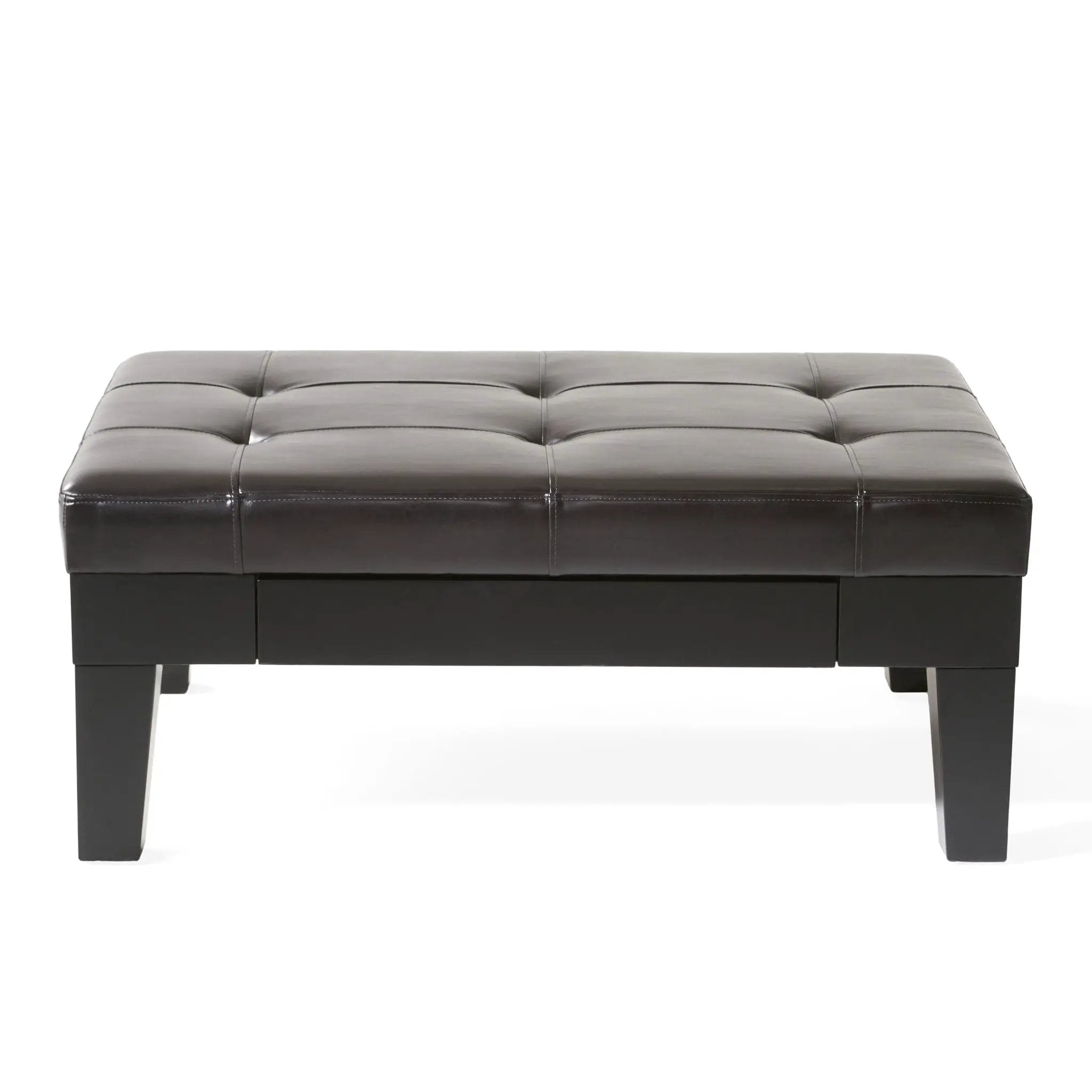 Chatham Ottoman With Drawer Leather Storage Solution - Dark Coffee by HouseOfZazla