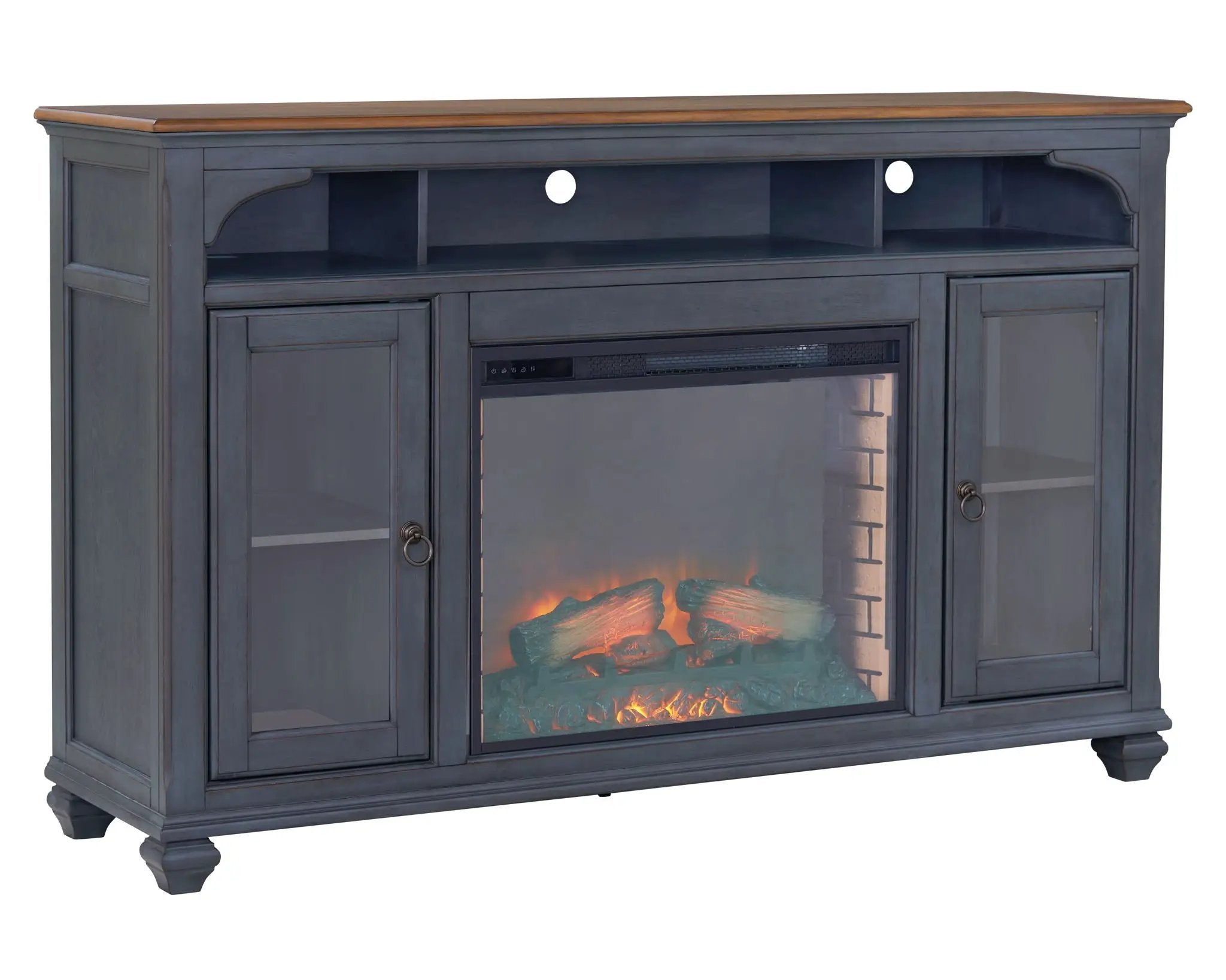 Fireplace TV Stand For TVs Up To 80" - Blue by HouseOfZazla
