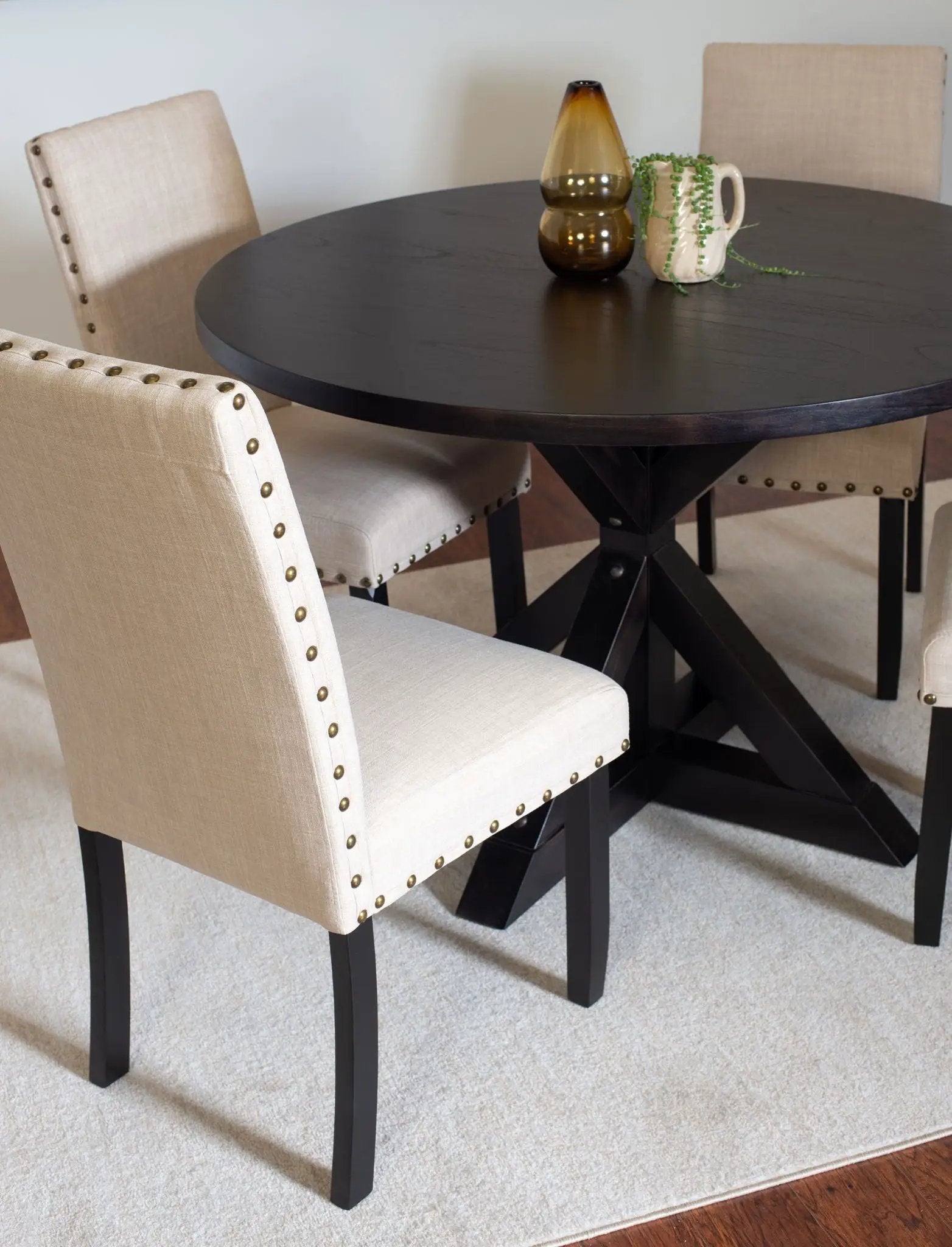 Mytzi - 5 Piece Dining Set, Cross-Buck Dining Table With 4 Stylish Chairs - Black / Beige by Unique Piece Furniture