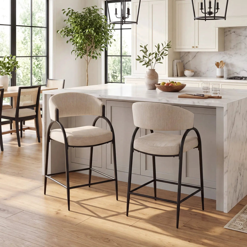 25'' Seat Height Modern Fabric Bar Stools with Back by HouseOfZazla