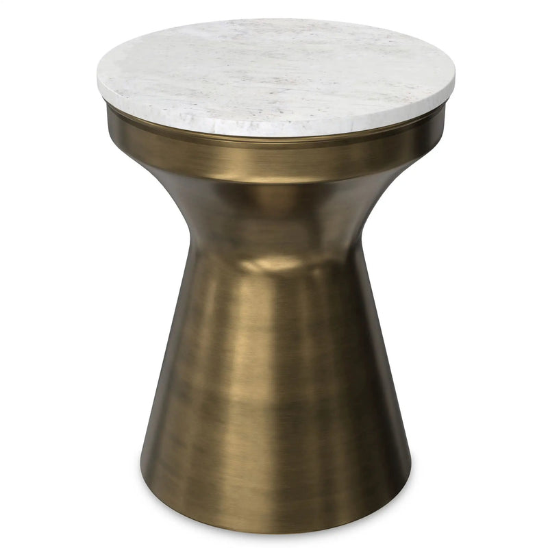 Raquel - Side Table - Antique Brass / White by HouseOfZazla
